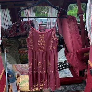 Urban Outfitters BOHO HOCO Dress with Gold Embroidery